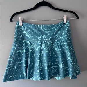 Athleta Teal Marble Print Skater Skirt